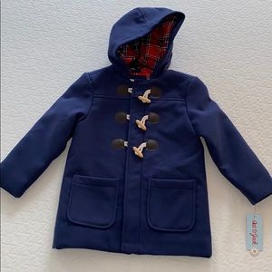 Girls 4/5 navy jacket, zip closure & fasteners